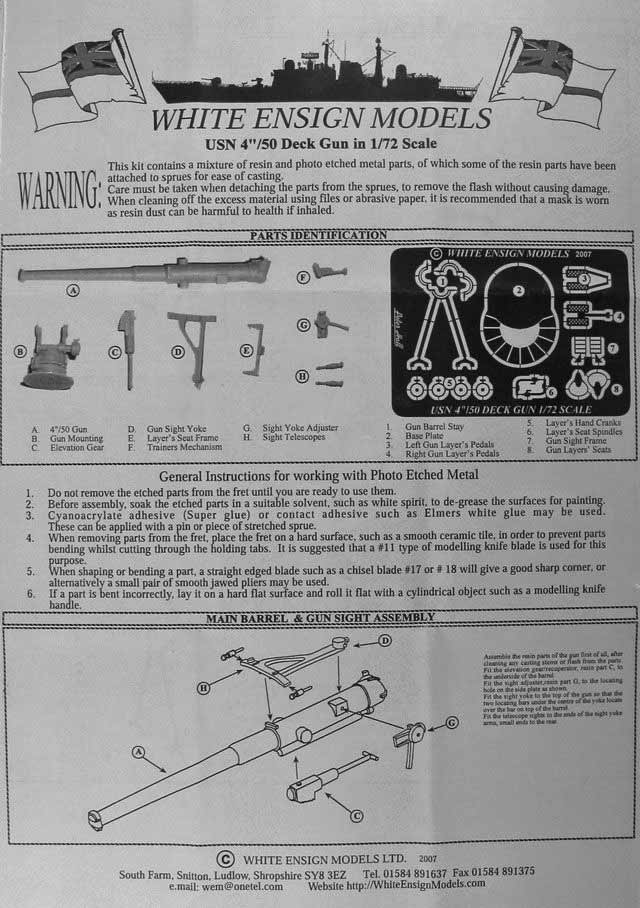 White Ensign Models - USN 4"/50 Deck GUN