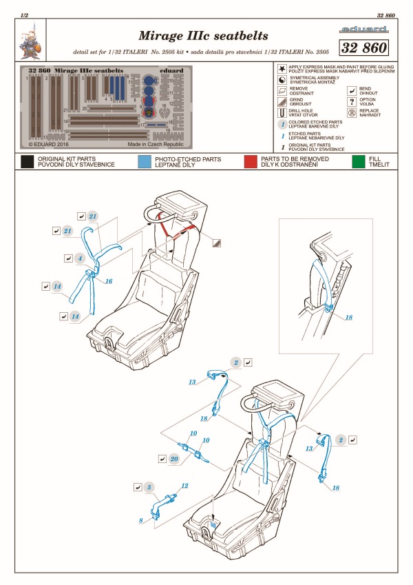 Eduard Ätzteile - Mirage IIIC Seatbelts