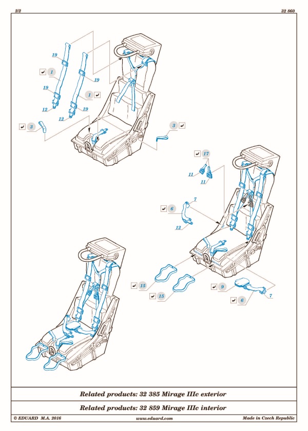 Eduard Ätzteile - Mirage IIIC Seatbelts