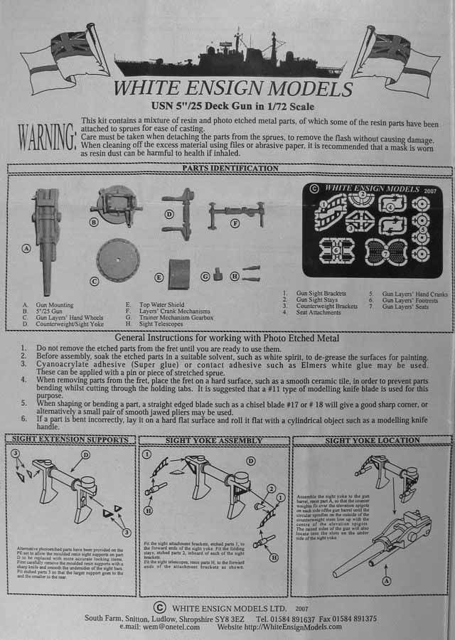 White Ensign Models - USN 5"/25 Deck GUN