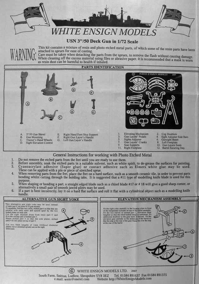 White Ensign Models - USN 3"/50 Deck GUN