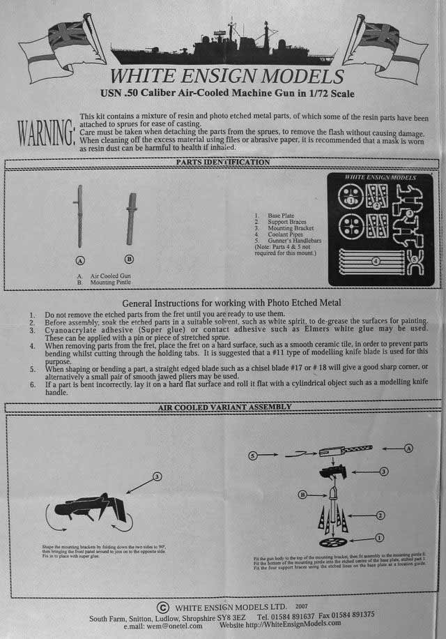 White Ensign Models - USN .50 Cal. AIR-COOLED MACHINE GUN