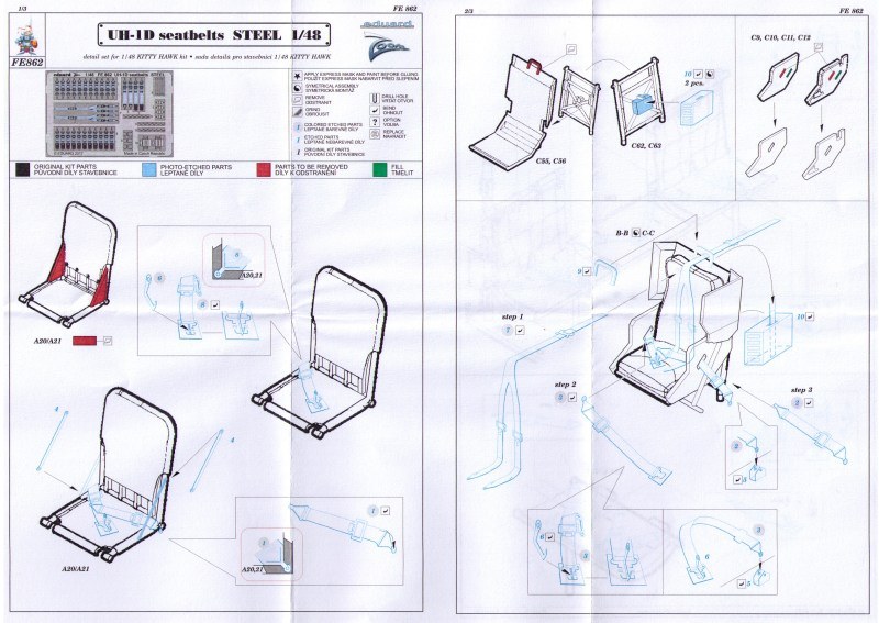 Eduard Ätzteile - UH-1D seatbelts STEEL