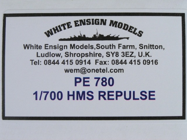 White Ensign Models - PE 780 HMS Repulse Fotoätzteile