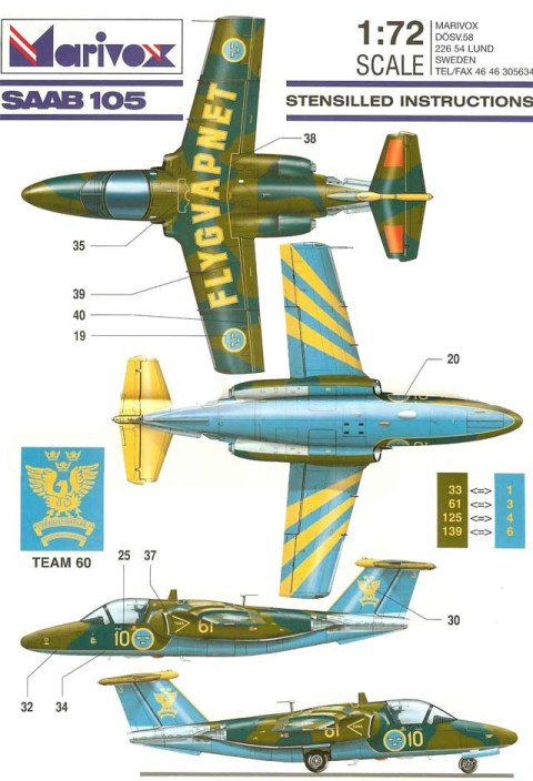 Ein Bemalungsvorschlag für das schwedische Team 60 (Flugschule)