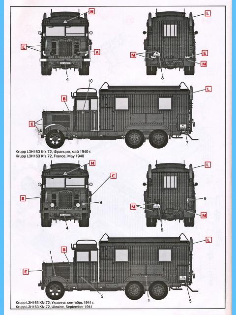 Rückseite der Bauanleitung mit Farbangaben und Hinweisen zum Anbringen der Decals