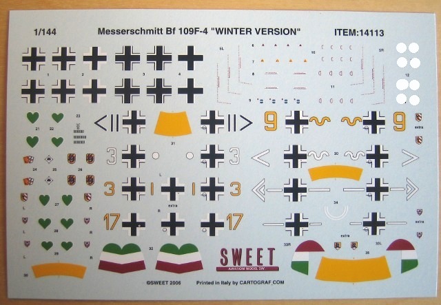 Decals - die Sonderzeichen oben rechts wurden aus rechtlichen Gründen unkenntlich gemacht. Auf dem Bogen sind sie jedoch sichtbar.