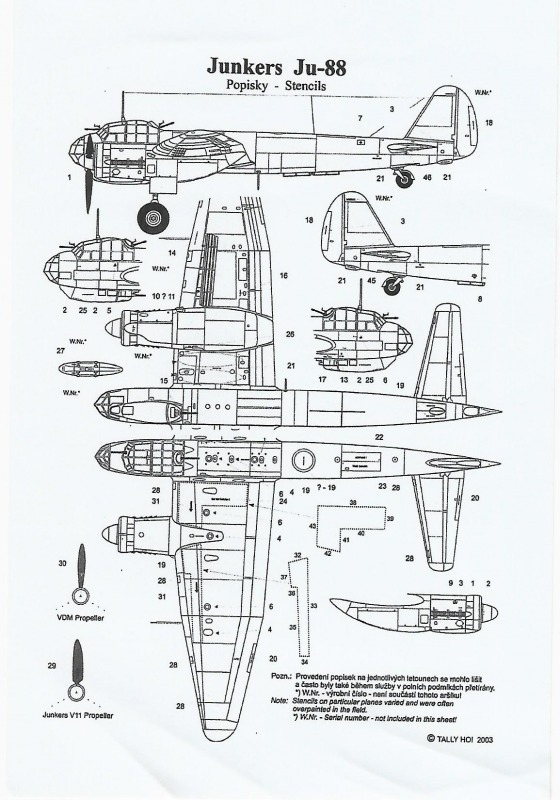 Tally Ho! - Popsiky – Stencils Junkers Ju 88 all Versions
