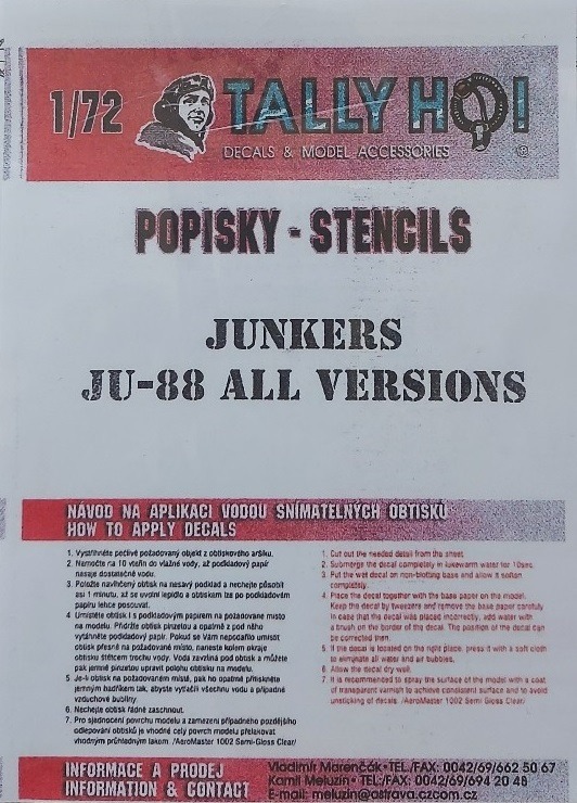Tally Ho! - Popsiky – Stencils Junkers Ju 88 all Versions