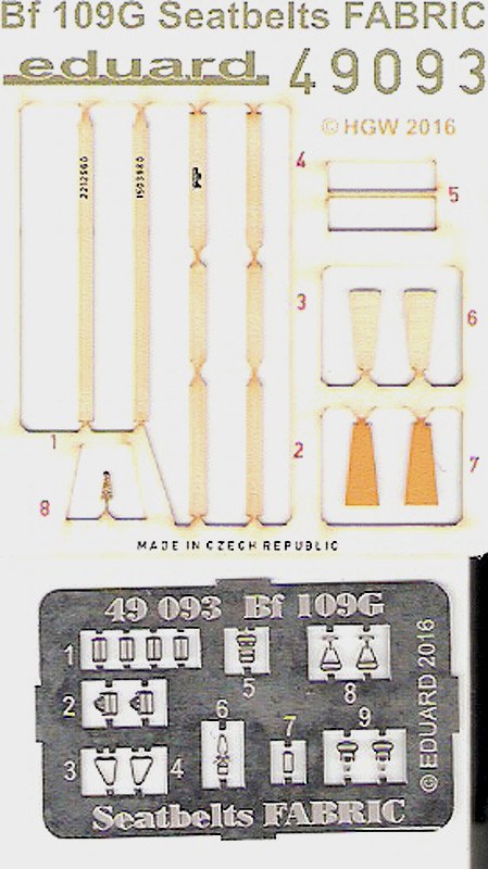 Eduard Ätzteile - Bf 109G seatbelts FABRIC