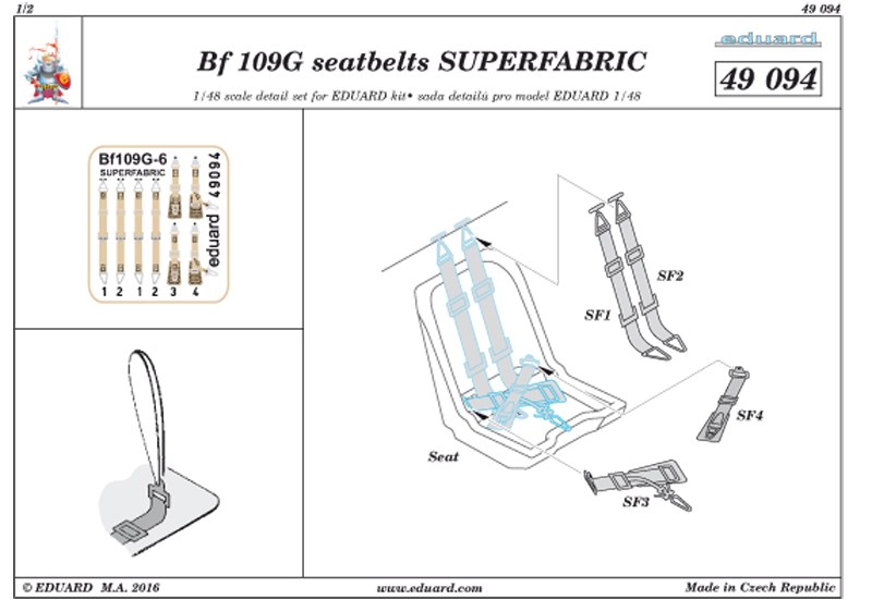 Eduard Ätzteile - Bf 109G seatbelts SUPERFABRIC