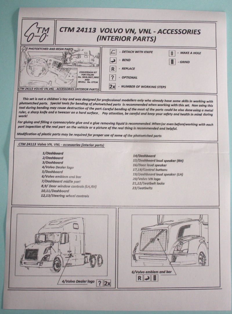 CTM - CZECH TRUCK MODEL - Volvo VN, VNL - Accessories (interior Parts)