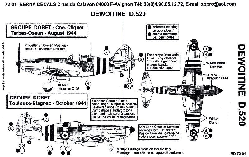 Berna Decals - Dewoitine D 520