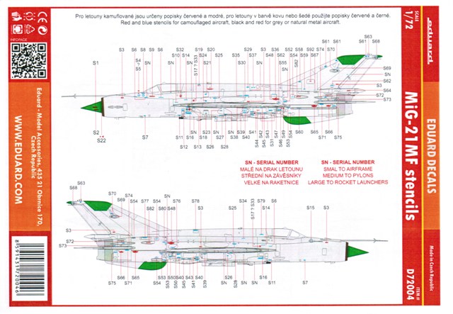 Eduard - MiG-21MF stencils