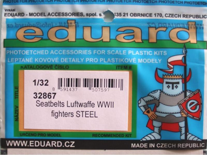 Eduard Ätzteile - Seatbelts Luftwaffe WW II fighters Steel