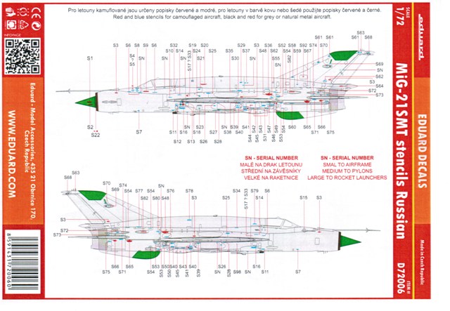 Eduard - MiG-21SMT stencils