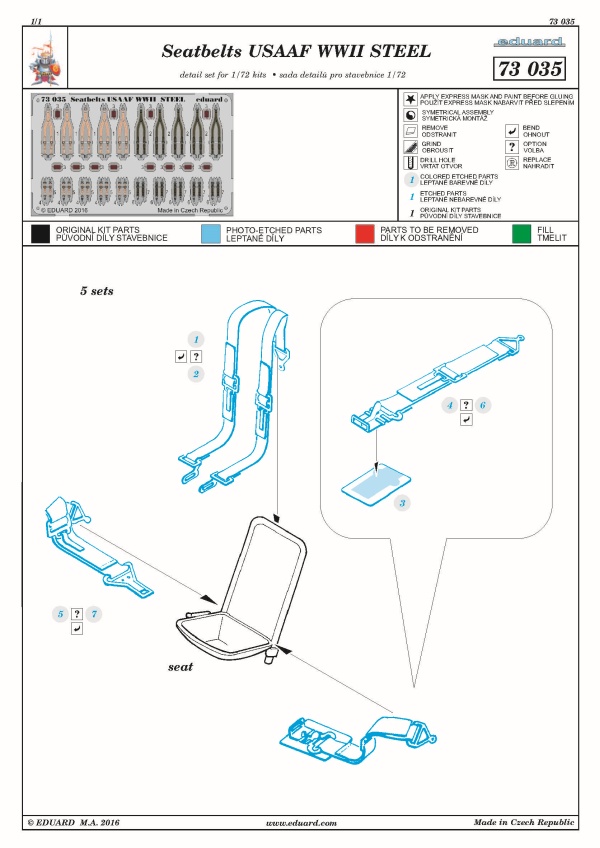 Eduard Ätzteile - Seatbelts USAAF WWII Steel