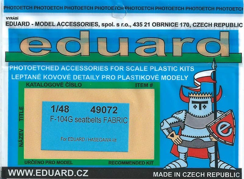 Eduard Ätzteile - F-104G seatbelts FABRIC