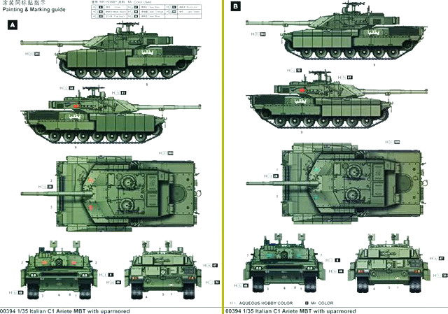 Die beiden möglichen Markierunsvarianten des C1 ARIETE