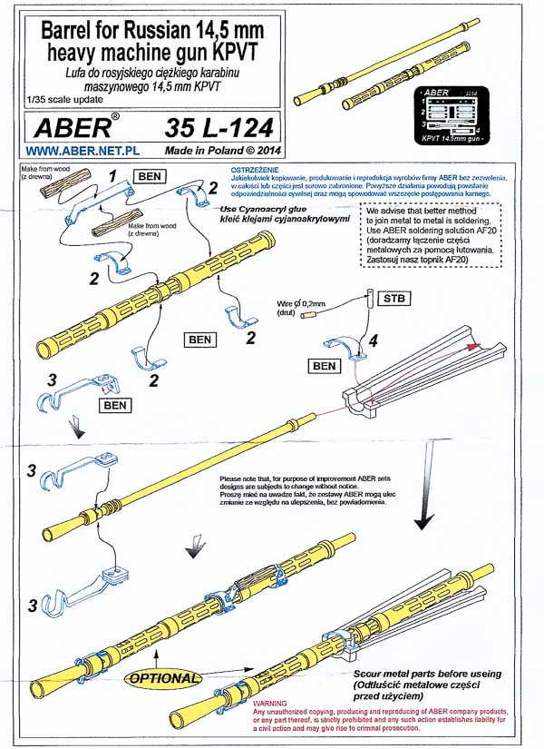 Aber - Barrel for Russian 14,5mm heavy machine gun KPVT