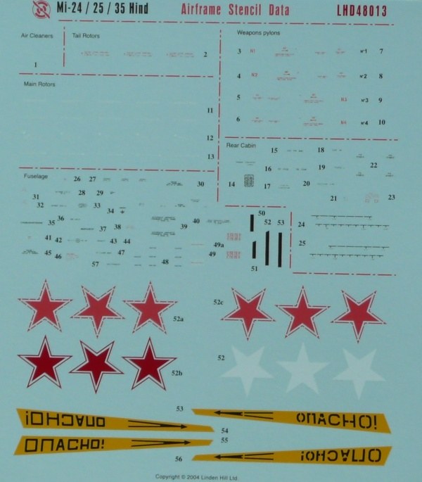 Linden Hill Decals - Mi-24 Hind airframe stencil data