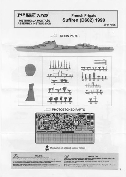 Niko Model - French Frigate Suffren (D602) 1990