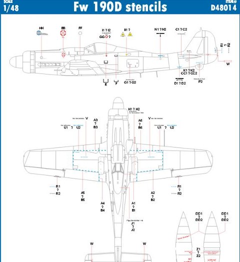 Eduard - Fw 190D stencils