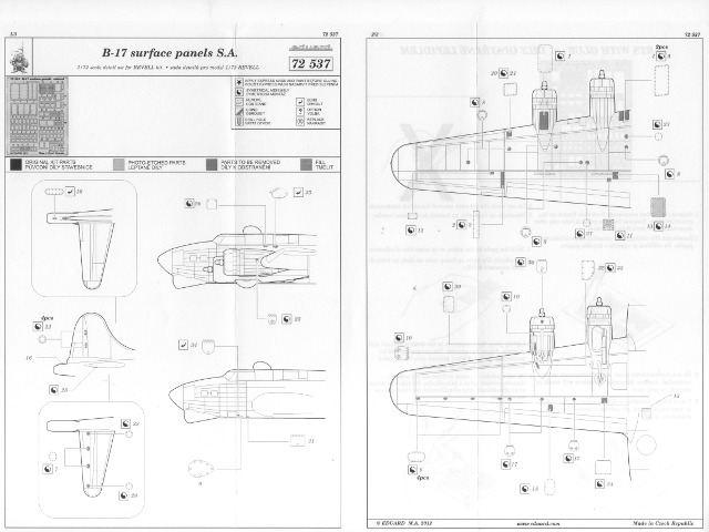 Eduard Ätzteile - B-17 surface panels S.A.