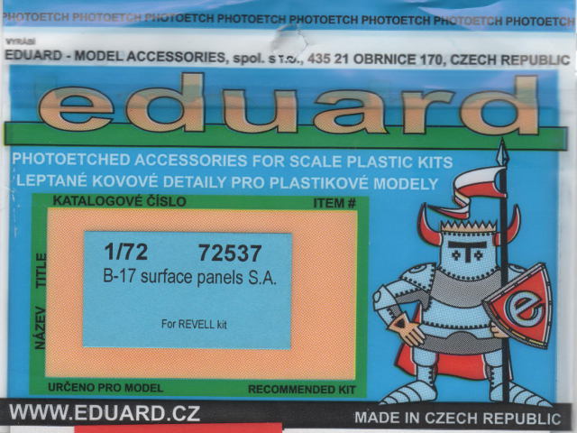 Eduard Ätzteile - B-17 surface panels S.A.