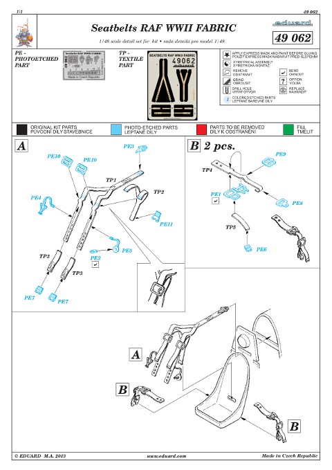 Eduard Ätzteile - Seatbelts RAF WWII fabric