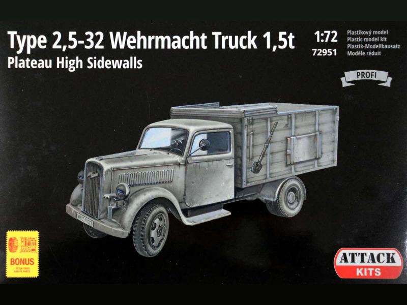 Attack Hobby Kits - Type 2,5-32 Wehrmacht Truck 1,5t Plateau High Sidewalls