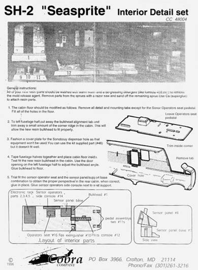 Cobra Company - Kaman SH-2 Seasprite Interior Detail Set