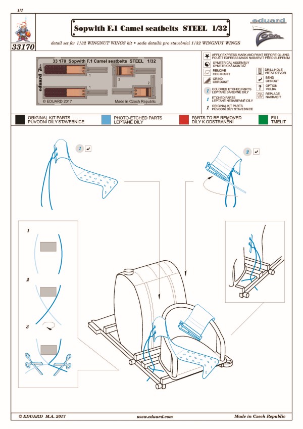 Eduard Ätzteile - Sopwith F.1 Camel seatbelts STEEL