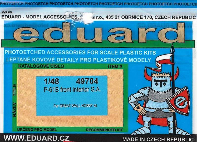 Eduard Ätzteile - P-61B front interior S.A.