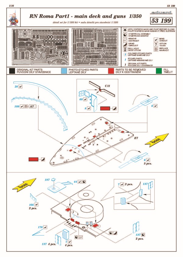 Eduard Ätzteile - RN Roma Pt.1 main deck and guns