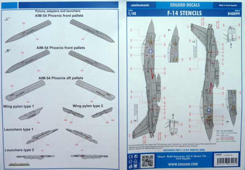 Eduard - Eduard Decals F-14 stencils 