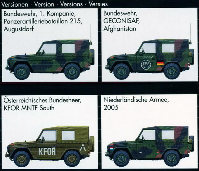 Die mit Hilfe des Decalbogens darstellbaren Fahrzeuge