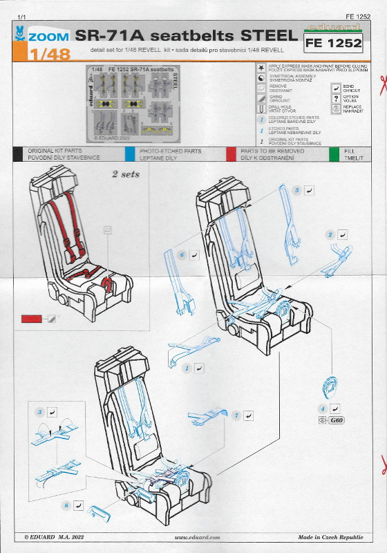 Eduard Ätzteile - SR-71A seatbelts STEEL 1/48