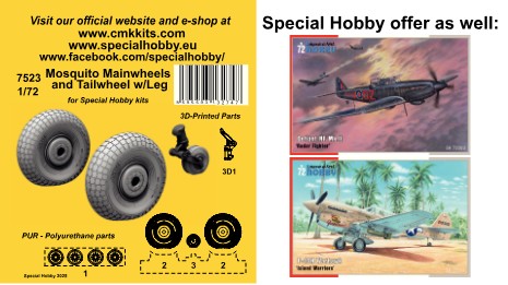 CMK - Mosquito Mainwheels and Tailwheel w/Leg for Special Hobby