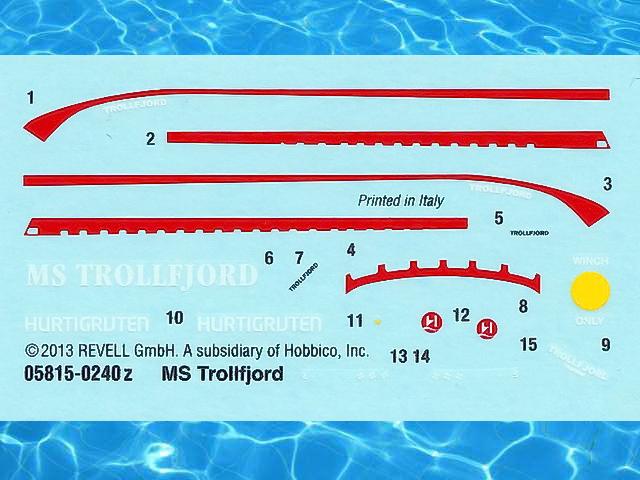 Der Decalbogen für die MS TROLLFJORD