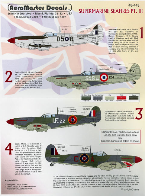 Aeromaster Decals - Supermarine Seafires Pt.III