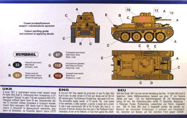 UM Unimodel - Light tank Pz Kpfw 38(t) Ausf G