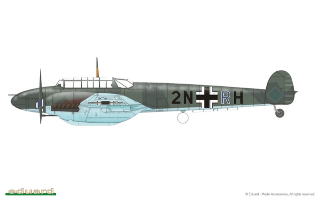 Decalvariante 1: Erprobungsgruppe (ErprGr) 210, geflogen von E. Beudel / H. Diemer, Calais-Marck Air Base, Frankreich, Sommer 1940 (Grafik: Eduard)