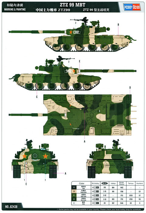 Farbblatt mit Angaben zur Bemalung und Anbringung der Decals