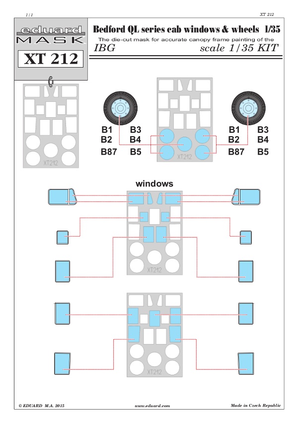 Eduard Mask - Bedford QL series cab windows & wheels