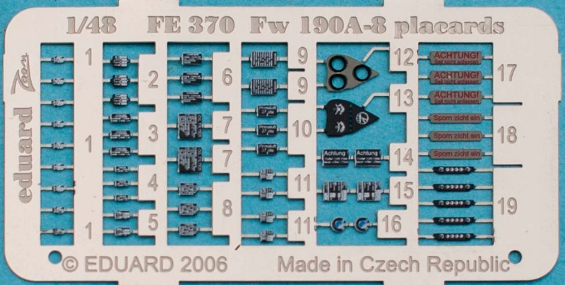 Eduard Ätzteile - Fw 190A/F placards