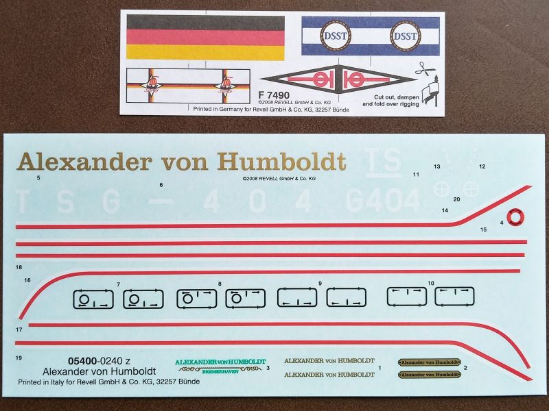 Die kleine Flaggentafel und der Decalbogen