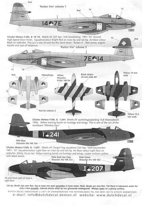 Dutchdecal - Gloster Meteor MK 4, MK 8 & MKT 7