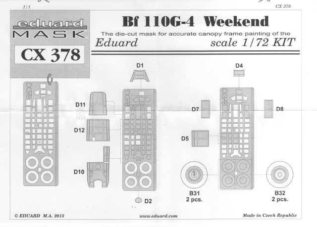 Eduard Mask - Bf 110G-4 Mask