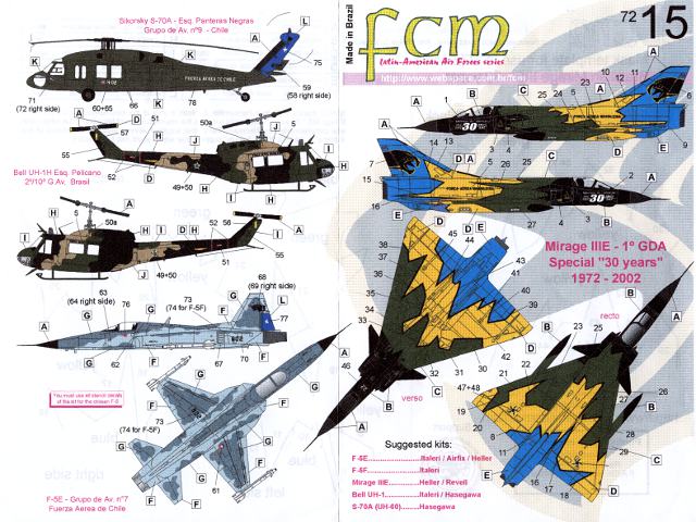 FCM - Mirage IIIE, Sikorsky S-70, UH-1H, F-5E